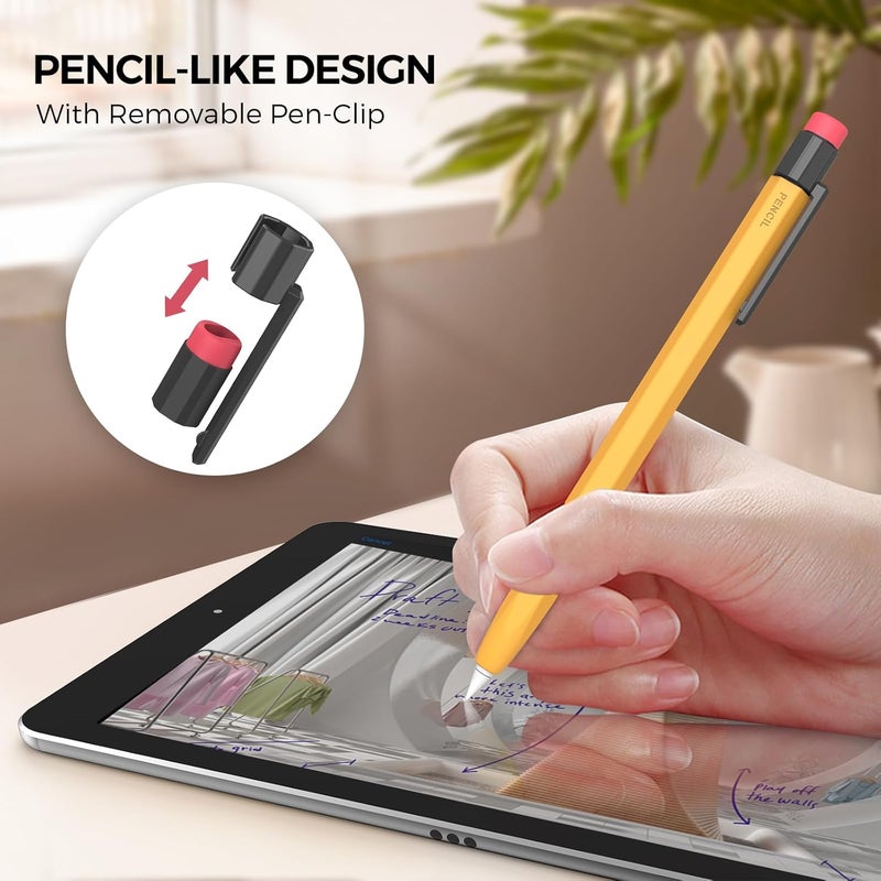 TRONWIN Pencil Case for Apple Pencil 1st Generation Sleeve Silicone Protective Cover Skin with Sturdy Clip Compatible with Charger Adapter【NOT Included】 and Apple Pencil 1st Generation (Yellow) - Image 5
